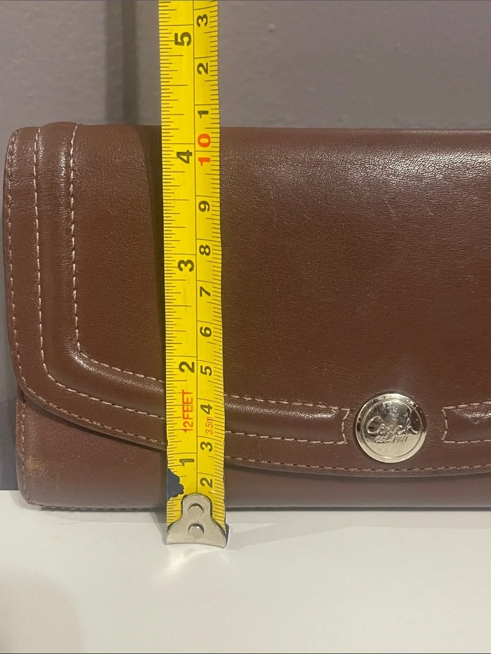 Coach Leather Brown Clutch Tri Fold Wallet